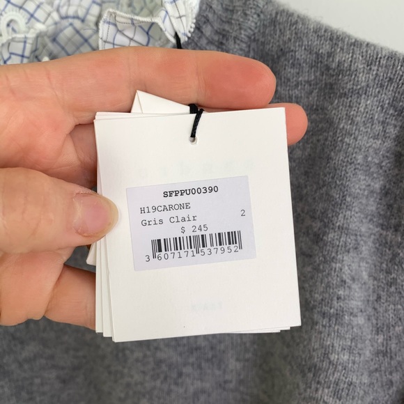 Sandro Carone Sweater Grey Wool Ruffle neck Small - Picture 6 of 9